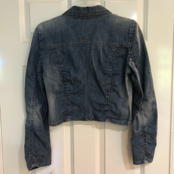 NEW Vintage DKNY Denim Crop Jacket Distressed Med - Picture 2 of 11